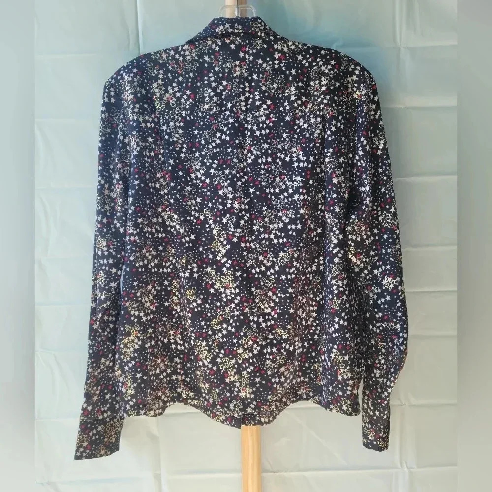 Tommy Hilfiger Red White Blue Gold Stars Shirt Button Up Long  Sleeves Small